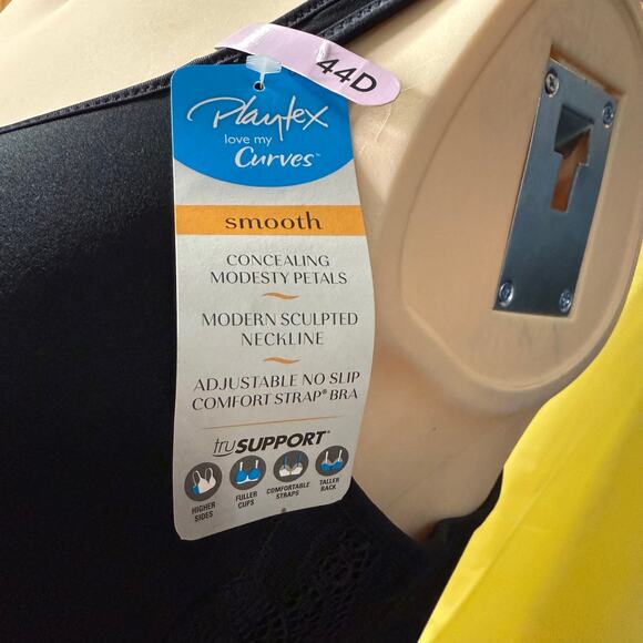 Playtex Tru Support Love My Curves Smoothing Bra Size 44D in Black - Picture 8 of 9